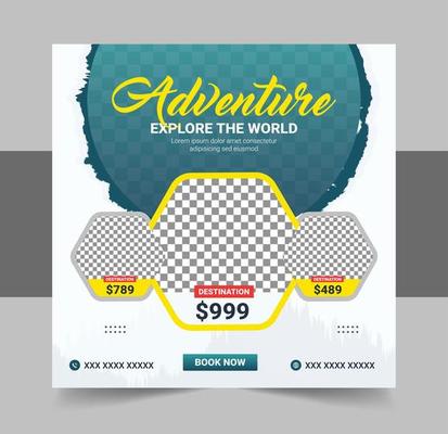 travel adventure square banner for flyer and social media post feed template
