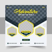 travel social media post banner and web banner template or square flyer, Travel vacation holiday template design and travel business banner vector