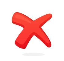 Flat red cross check mark for indicate wrong choice vector