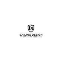 Letter D Sailboat logo design vector