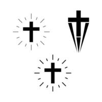 set of three cross icons isolated on white background vector