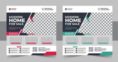 modern Real estate home for Sale social media Post and square banner template design vector