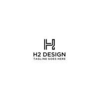 Initial letter and number logo, H and 2, H2, 2H logo design vector