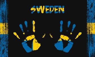 Vector flag of Sweden with a palm