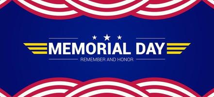 A blue background with the words memorial day and honor written on it. vector