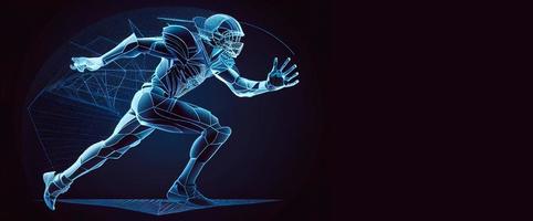 American football player holding ball, isolated silhouette, drawing AI photo