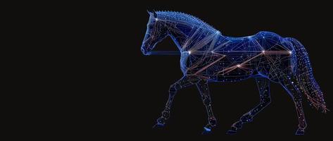 Geometric horse black silhouette. illustration. AI photo