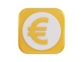 euro firmar icono 3d representación vector ilustración