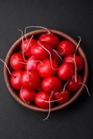 Delicious fresh raw red radish for making healthy salad photo