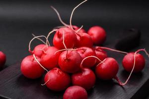 Delicious fresh raw red radish for making healthy salad photo