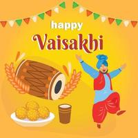 Happy Vaisakhi design with vector illustration Free Vector.Happy baisakhi design with vector illustration,Happy baisakhi design with vector illustration