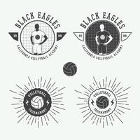 conjunto de etiquetas, emblemas y logo de voleibol vintage. ilustración vectorial vector