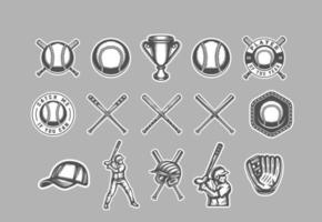 Clásico béisbol deporte pegatinas logotipos, emblemas, insignias, marcas, etiquetas. monocromo gráfico Arte. ilustración. vector