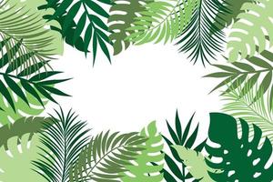 tropical green leaves border vector background illustration