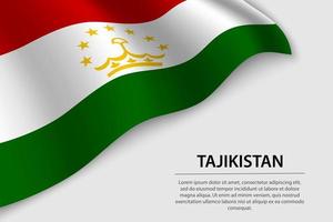 Wave flag of Tajikistan on white background. vector