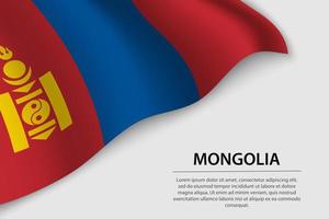 Wave flag of Mongolia on white background. vector