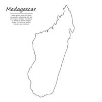 Simple outline map of Madagascar, silhouette in sketch line vector
