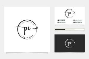 Initial PI Feminine logo collections and business card template Premium Vector