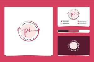 Initial PI Feminine logo collections and business card template Premium Vector