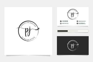 Initial PJ Feminine logo collections and business card template Premium Vector