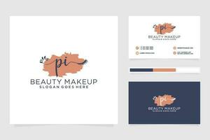 Initial PI Feminine logo collections and business card template Premium Vector