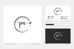 Initial PN Feminine logo collections and business card template Premium Vector