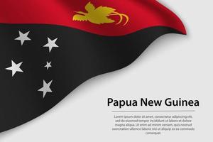 Wave flag of Papua New Guinea on white background. vector