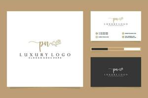 Initial PN Feminine logo collections and business card template Premium Vector