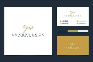 Initial PN Feminine logo collections and business card template Premium Vector