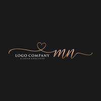 Initial MN feminine logo collections template. handwriting logo of initial signature, wedding, fashion, jewerly, boutique, floral and botanical with creative template for any company or business. vector