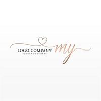 Initial MY feminine logo collections template. handwriting logo of initial signature, wedding, fashion, jewerly, boutique, floral and botanical with creative template for any company or business. vector