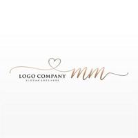 Initial MM feminine logo collections template. handwriting logo of initial signature, wedding, fashion, jewerly, boutique, floral and botanical with creative template for any company or business. vector