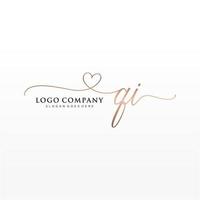 Initial QI feminine logo collections template. handwriting logo of initial signature, wedding, fashion, jewerly, boutique, floral and botanical with creative template for any company or business. vector