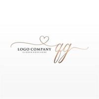 Initial QG feminine logo collections template. handwriting logo of initial signature, wedding, fashion, jewerly, boutique, floral and botanical with creative template for any company or business. vector