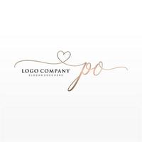 Initial PO feminine logo collections template. handwriting logo of initial signature, wedding, fashion, jewerly, boutique, floral and botanical with creative template for any company or business. vector
