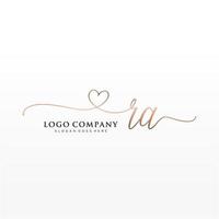 Initial RA feminine logo collections template. handwriting logo of initial signature, wedding, fashion, jewerly, boutique, floral and botanical with creative template for any company or business. vector