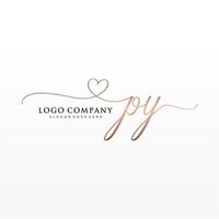 Initial PY feminine logo collections template. handwriting logo of initial signature, wedding, fashion, jewerly, boutique, floral and botanical with creative template for any company or business. vector