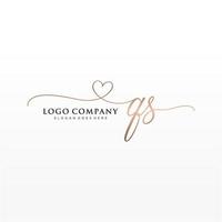 Initial QS feminine logo collections template. handwriting logo of initial signature, wedding, fashion, jewerly, boutique, floral and botanical with creative template for any company or business. vector