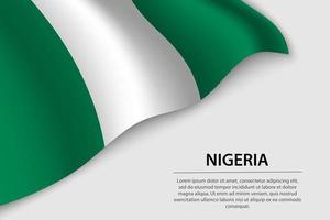 Wave flag of Nigeria on white background. vector