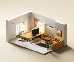 Isometric view bed room open inside interior architecture 3d rendering digital art photo