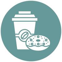 Coffee Doughnut Vector Icon Style