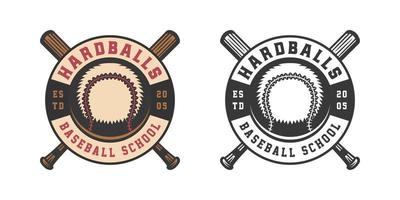 Vintage retro baseball sport emblem, logo, badge, label. mark, poster or print. Monochrome Graphic Art. Vector Illustration.