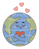 Sticker Cute planet earth with heart png