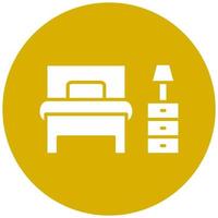 soltero cama habitación vector icono estilo