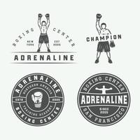 Boxing and martial arts logo badges and labels in vintage style. Vector illustration