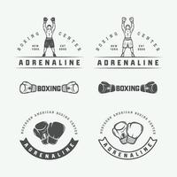 Boxing and martial arts logo badges and labels in vintage style. Vector illustration