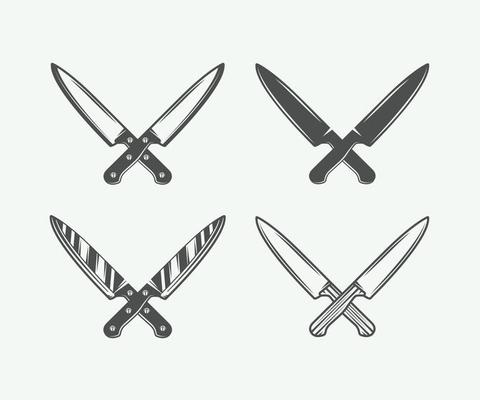 Set of vintage butchery meat, steak or bbq logos, emblems, badges, labels. Graphic Art. Vector Illustration.