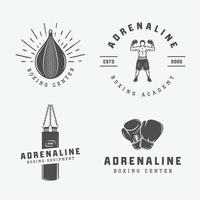 Boxing and martial arts logo badges and labels in vintage style. Vector illustration