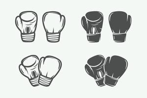 Boxing gloves in vintage style. Vector illustration