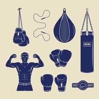 boxeo y marcial letras logo insignias, etiquetas y diseño elementos en Clásico estilo. vector